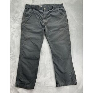 Carhartt Carpenter Pants Relaxed Fit B324-BLK Men's 42x32 Black Canvas Distress